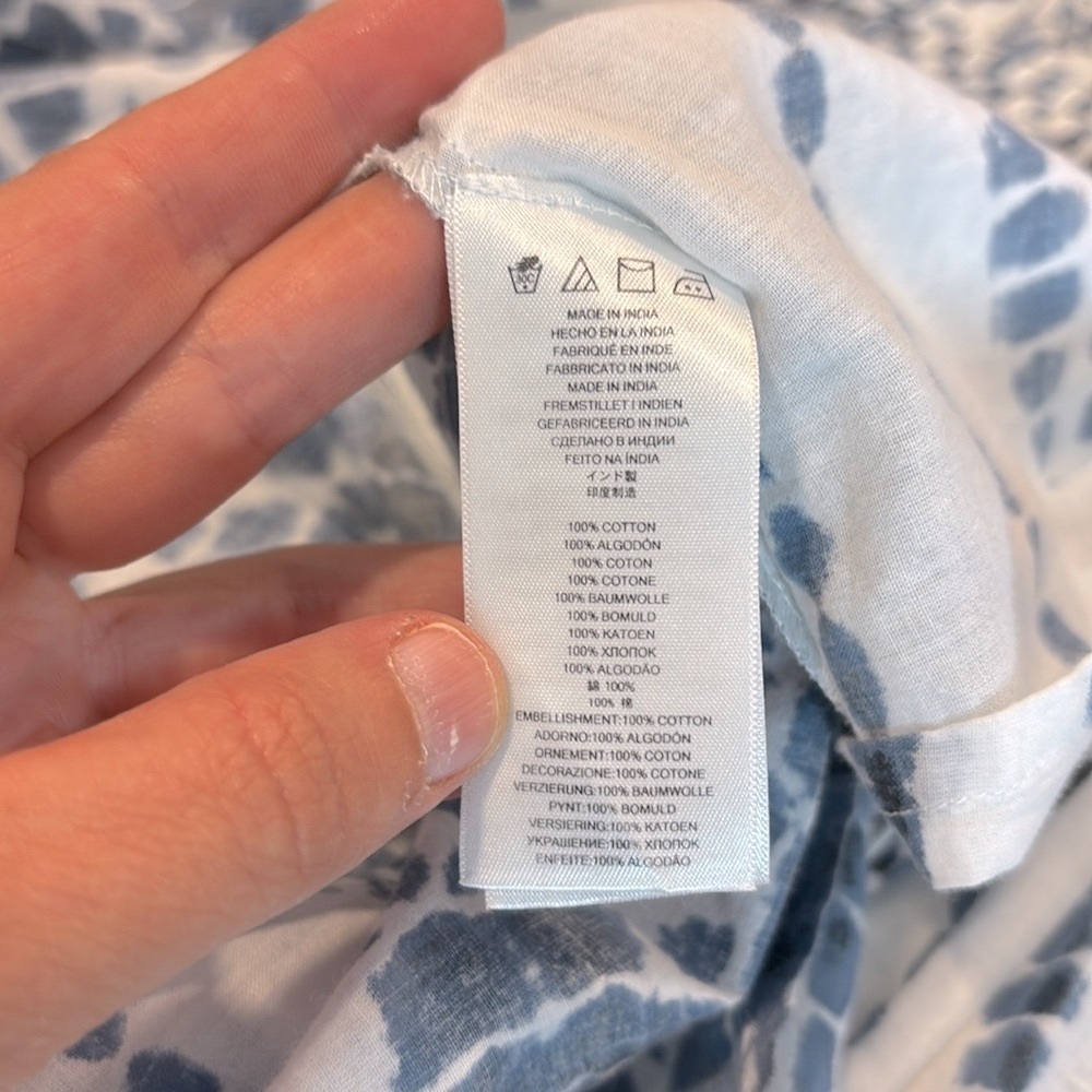 MICHAEL KORS Blue & White 100% cotton Tie-Dye Maxi Dress – Size L - Picture 7 of 7